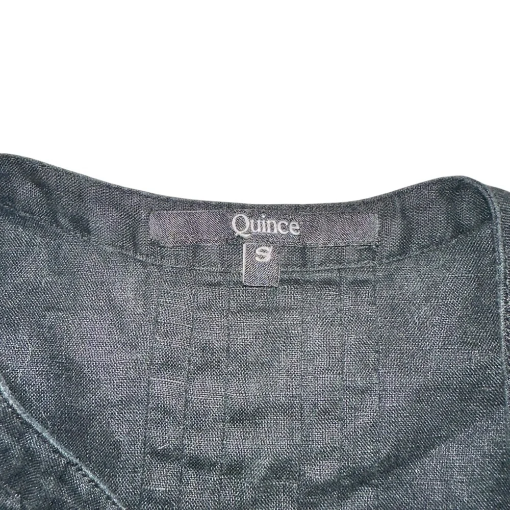 Quince Linen Short Sleeve Black Short Swing Dress with Pockets SMALL - Picture 4 of 7